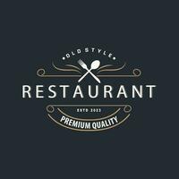 restaurant logo, ancien rétro affaires typographie conception pour nourriture, café, bar, restaurant, Facile modèle illustration vecteur