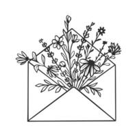 fleurs sauvages clipart pour mariage invitation vecteur