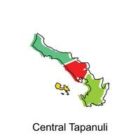 carte ville de central tapanules logo conception, Province de Nord Sumatra, monde carte international vecteur modèle avec contour graphique esquisser style