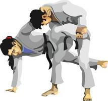 technique de judo kani basami vecteur