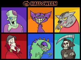 jeu de personnages effrayants de dessin animé de vacances d'halloween vecteur