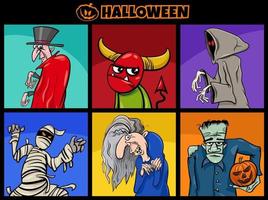 jeu de personnages drôles de dessin animé de vacances d'halloween vecteur