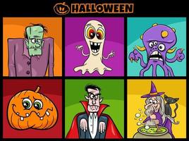 jeu de personnages effrayants de dessin animé de vacances halloween vecteur