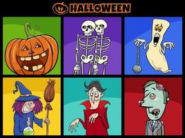 jeu de personnages drôles de dessin animé de vacances d'halloween vecteur