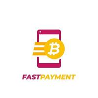paiement bitcoin, icône de transfert d'argent rapide