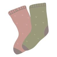 chaussettes chaudes et confortables de différentes couleurs vecteur