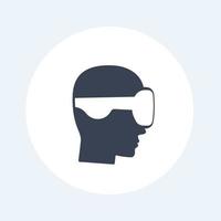 casque vr, homme à lunettes de réalité virtuelle, icône de casque vecteur