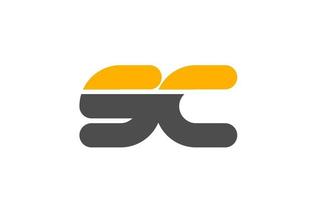 jaune gris combinaison logo lettre sc sc icône du design alphabet vecteur