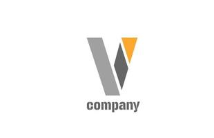 icône de conception de logo alphabet v jaune et gris pour les entreprises vecteur