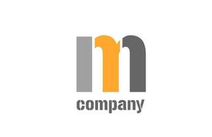 icône de conception de logo alphabet m jaune et gris pour les entreprises vecteur