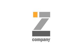 icône de conception de logo alphabet z jaune et gris pour les entreprises vecteur