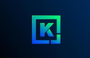 icône de conception de logo alphabet bleu vert lettre k pour les entreprises vecteur