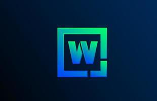 bleu vert lettre w alphabet logo design icône pour les entreprises vecteur