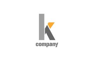 icône de conception de logo alphabet k jaune et gris pour les entreprises vecteur