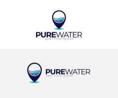 modèle de conception de logo d'eau pure minérale et d'épingle vecteur