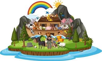 L'arche de Noé avec des animaux isolés sur fond blanc