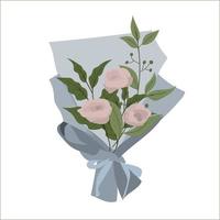 bouquet de fleurs roses en bleu pastel vecteur