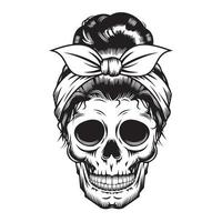 conception de tête de maman crâne sur fond blanc. Halloween. logo tête de mort vecteur