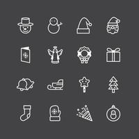 Collection d'icônes d'ornement de Noël sur la ligne noire background.white vecteur