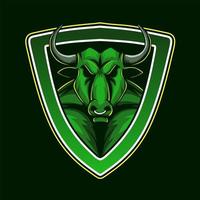 logo esport du taureau vert. pour les jeux d'esport vecteur