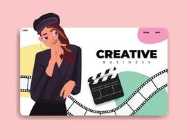 page de destination pour entreprise créative avec artiste vecteur