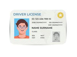 le permis de conduire. une carte d'identité en plastique. modèle plat de vecteur