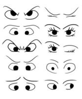 une collection de dessins à la main d'yeux d'expressions différentes vecteur