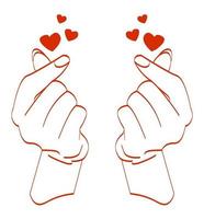 image vectorielle main illustration symbole je t'aime doigt coeur