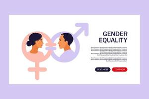 concept d'égalité des sexes. page de destination pour le Web. vecteur