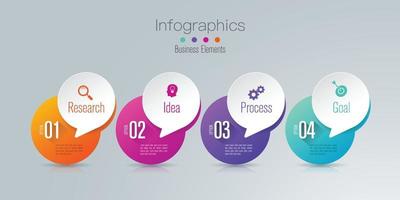 infographies et icônes d'art en papier avec 4 étapes vecteur