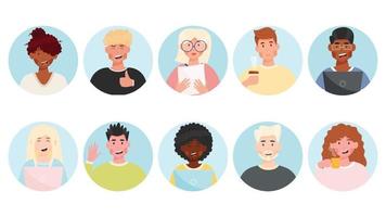 ensemble d'avatars de groupe diversifié de personnes. illustration vectorielle. vecteur