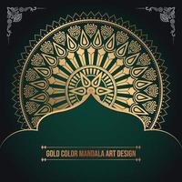 conception d'art de mandala de modèle islamique de couleur dorée de luxe vecteur