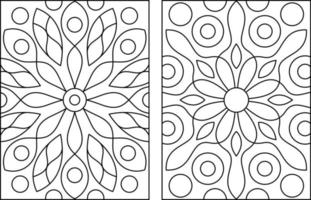 Coloriage de mandala de fleurs rectangulaires pour les enfants vecteur