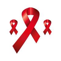 Ensemble d'icône isolé de rubans de sensibilisation de jour de sida vecteur