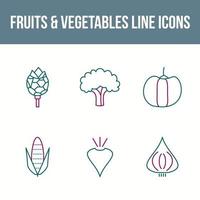 ensemble d'icônes vectorielles de fruits et légumes uniques vecteur