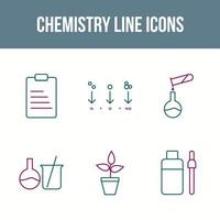 jeu d'icônes de vecteur de ligne de chimie unique