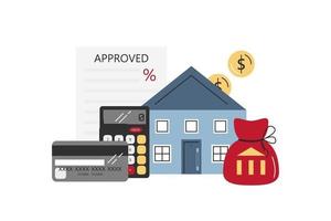 concept d'hypothèque plat de vecteur avec des objets isolés