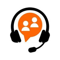 icône de service en ligne de support client. signe de centre d'appels avec casque vecteur