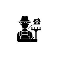 icône de glyphe noir des travailleurs ruraux vecteur