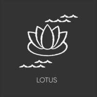 Icône de lotus craie blanche sur fond noir vecteur