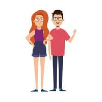 icônes de caractère avatar jeune couple vecteur