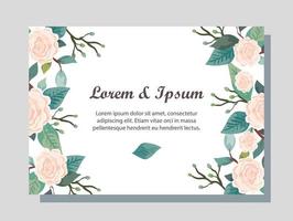 carte d'invitation avec décoration de fleurs et de feuilles vecteur