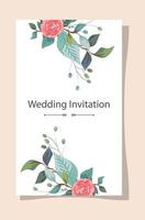 carte d'invitation de mariage avec décoration de fleurs vecteur