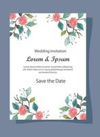 carte d'invitation de mariage avec décoration de fleurs vecteur