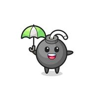 illustration de bombe mignonne tenant un parapluie vecteur