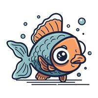 mignonne dessin animé poisson. vecteur illustration de une marrant poisson personnage.