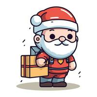 Père Noël claus avec cadeau dessin animé vecteur illustration. Père Noël claus avec cadeau.