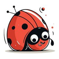 dessin animé coccinelle sur blanc Contexte. mignonne vecteur illustration.