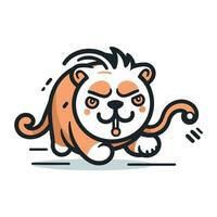 mignonne dessin animé lion. vecteur illustration isolé sur une blanc Contexte.