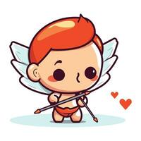 Cupidon avec arc et La Flèche. vecteur illustration. mignonne dessin animé personnage.